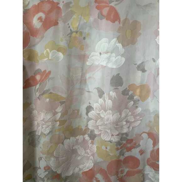 80s pastel floral pleat front short sleeve button blouse polyester L - Picture 5 of 6